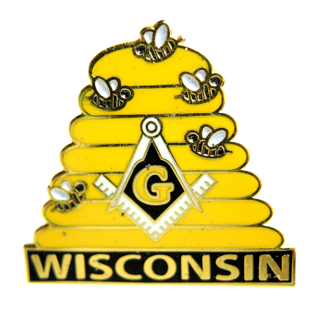 Wisconsin Freemasons Bee Hive Lapel Pin - Fazoom