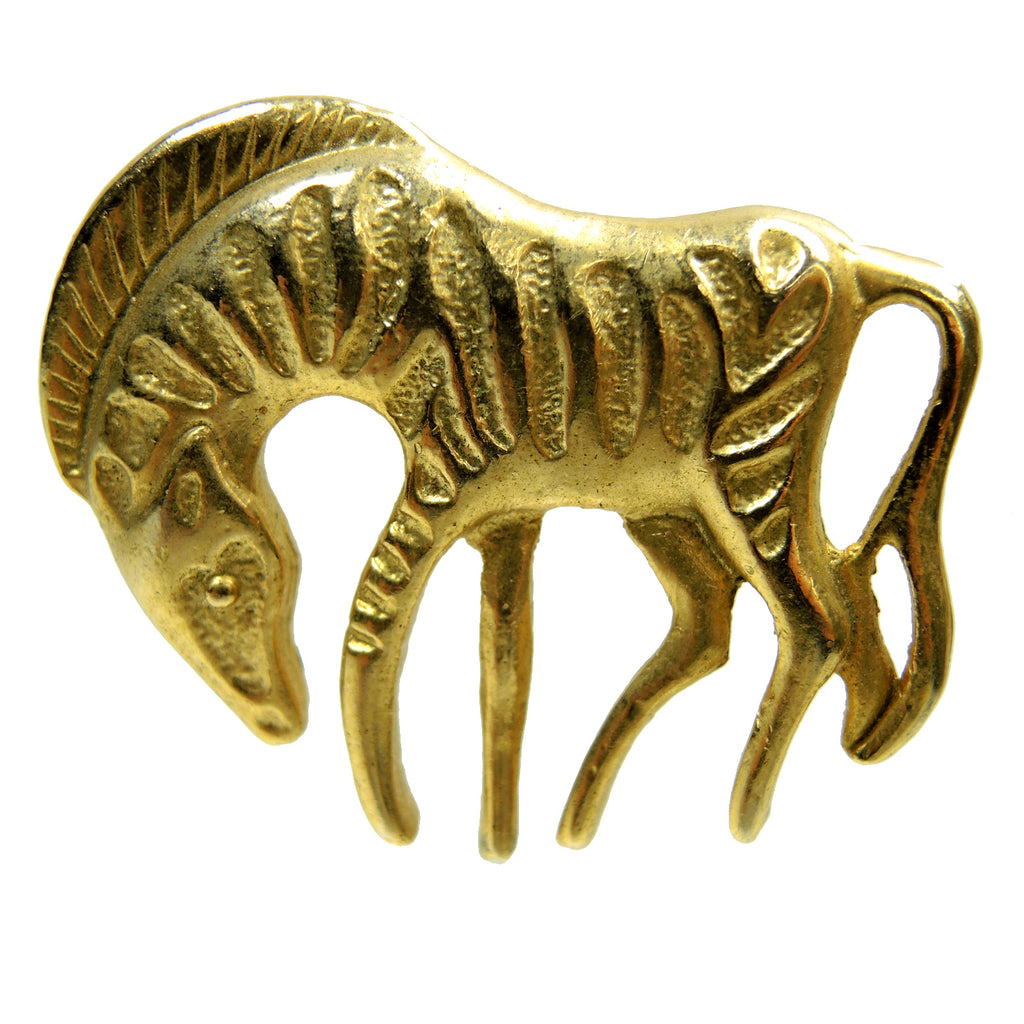 Zebra Gold Tone Metal Brooch Lapel Pin - Fazoom