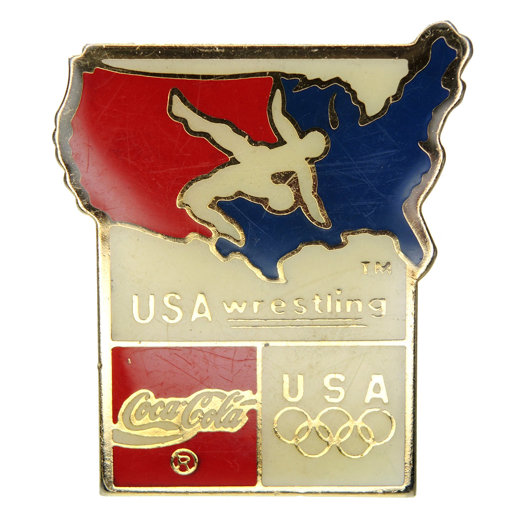 Summer Olympic Games Coca-Cola USA Wrestling Sponsor Lapel Pin