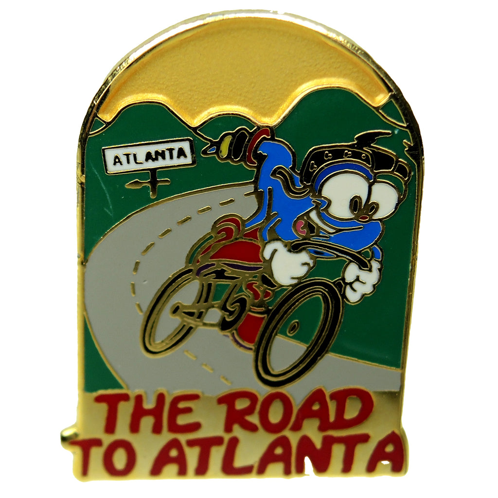 Atlanta 1996 Summer Olympic Games Izzy Mascot The Road to Atlanta Bicycle Lapel Pin