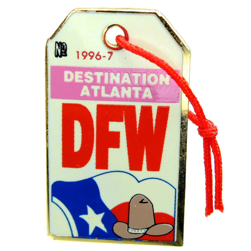 Atlanta 1996 Summer Olympic Games Luggage Tag DFW Dallas Texas Lapel Pin