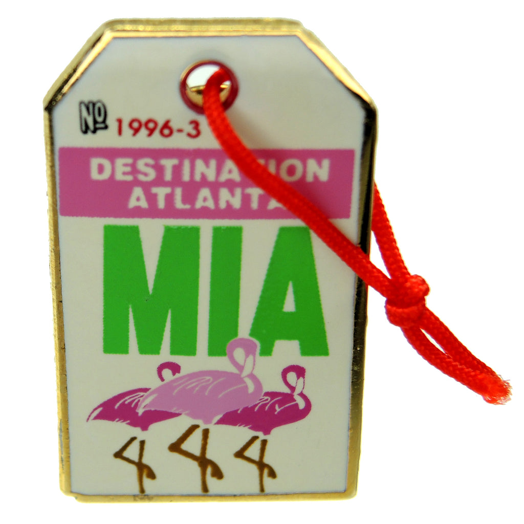 Atlanta 1996 Summer Olympic Games Luggage Tag MIA Miami Florida Lapel Pin