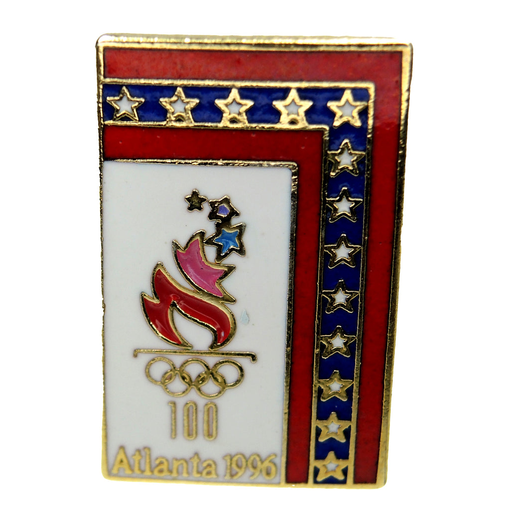 Atlanta 1996 Summer Olympic Games Patriotic Rectangle Torch Lapel Pin 4226865